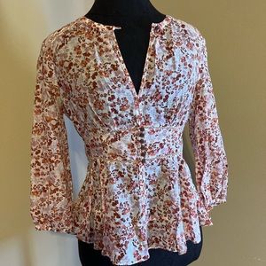 Anthropologie floral button blouse